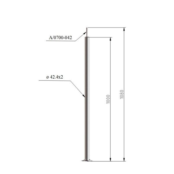 Pfosten Boden 42,4 Geländer Balkon Treppengeländer Steher Rundrohr Edelstahl V2A